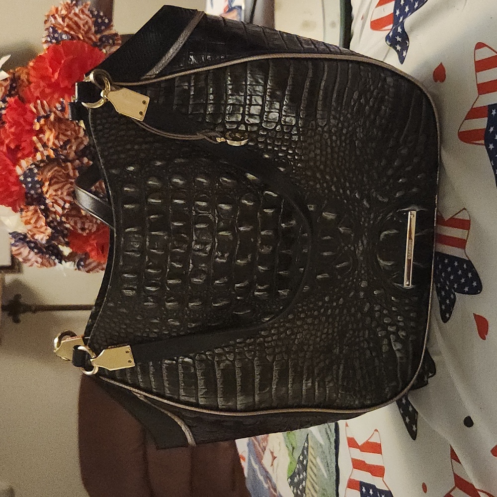 Brahmin lg Tote  gold hardware  good condition  please note mark on the bottom
